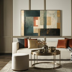 Timeless Layers: Modern Abstract Geometric Framed Art – Geometric Wall Art
