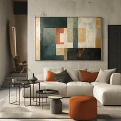 Timeless Layers: Modern Abstract Geometric Framed Art – Geometric Wall Art