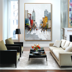 Urban Rhythm – Abstract City Street Oil Painting on Canvas