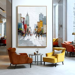 Urban Rhythm – Abstract City Street Oil Painting on Canvas