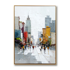 Urban Rhythm – Abstract City Street Oil Painting on Canvas