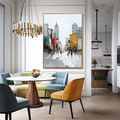 Urban Rhythm – Abstract City Street Oil Painting on Canvas