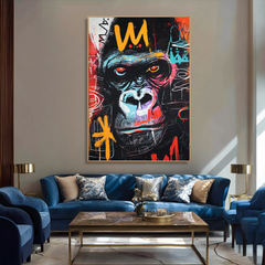 Urban Throne – Contemporary Crowned Gorilla Portrait Oil Painting