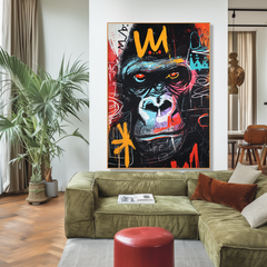 Urban Throne – Contemporary Crowned Gorilla Portrait Oil Painting