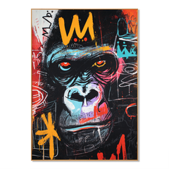 Urban Throne – Contemporary Crowned Gorilla Portrait Oil Painting hand-painted wall art