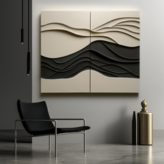 Waves of Serenity-Modern Abstract 2-Piece Wall Art Set – 3D Textured Wave Pattern Decor