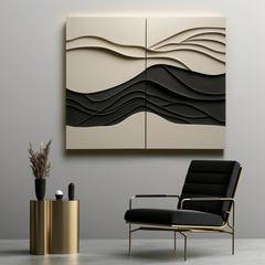 Waves of Serenity-Modern Abstract 2-Piece Wall Art Set – 3D Textured Wave Pattern Decor