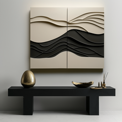 Waves of Serenity-Modern Abstract 2-Piece Wall Art Set – 3D Textured Wave Pattern Decor