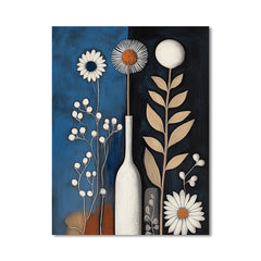 Whisper of the Night – Minimal Floral Oil Painting Blue and Black Vase Wall Art