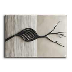 Whispering Growth-Abstract Tree Branch Textured 3D Neutral Wall Art