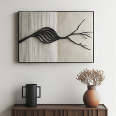 Whispering Growth-Abstract Tree Branch Textured 3D Neutral Wall Art