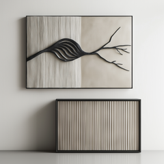 Whispering Growth-Abstract Tree Branch Textured 3D Neutral Wall Art