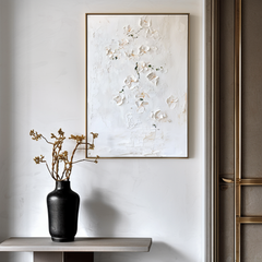 Whispering Orchids-White Orchid Textured Oil Painting