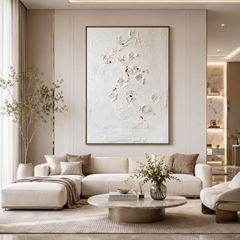 Whispering Orchids-White Orchid Textured Oil Painting