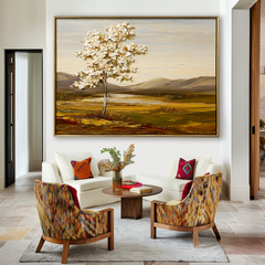 White Tree Vertical – Textured Landscape Wall Art