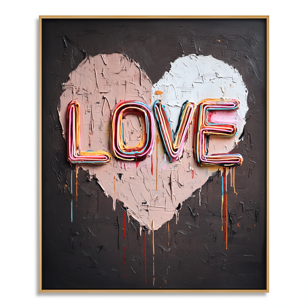 Neon Love Pulse – Textured Wall Art hand-painted wall art