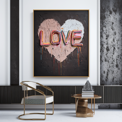Neon Love Pulse – Textured Wall Art