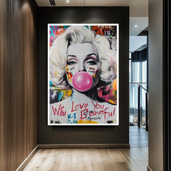 Pop Diva – Graffiti Pop Art Portrait Oil Painting, Modern Street Style Wall Art