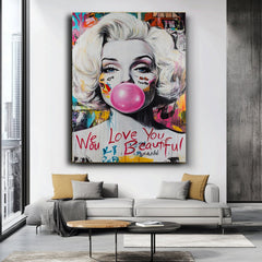 Pop Diva – Graffiti Pop Art Portrait Oil Painting, Modern Street Style Wall Art