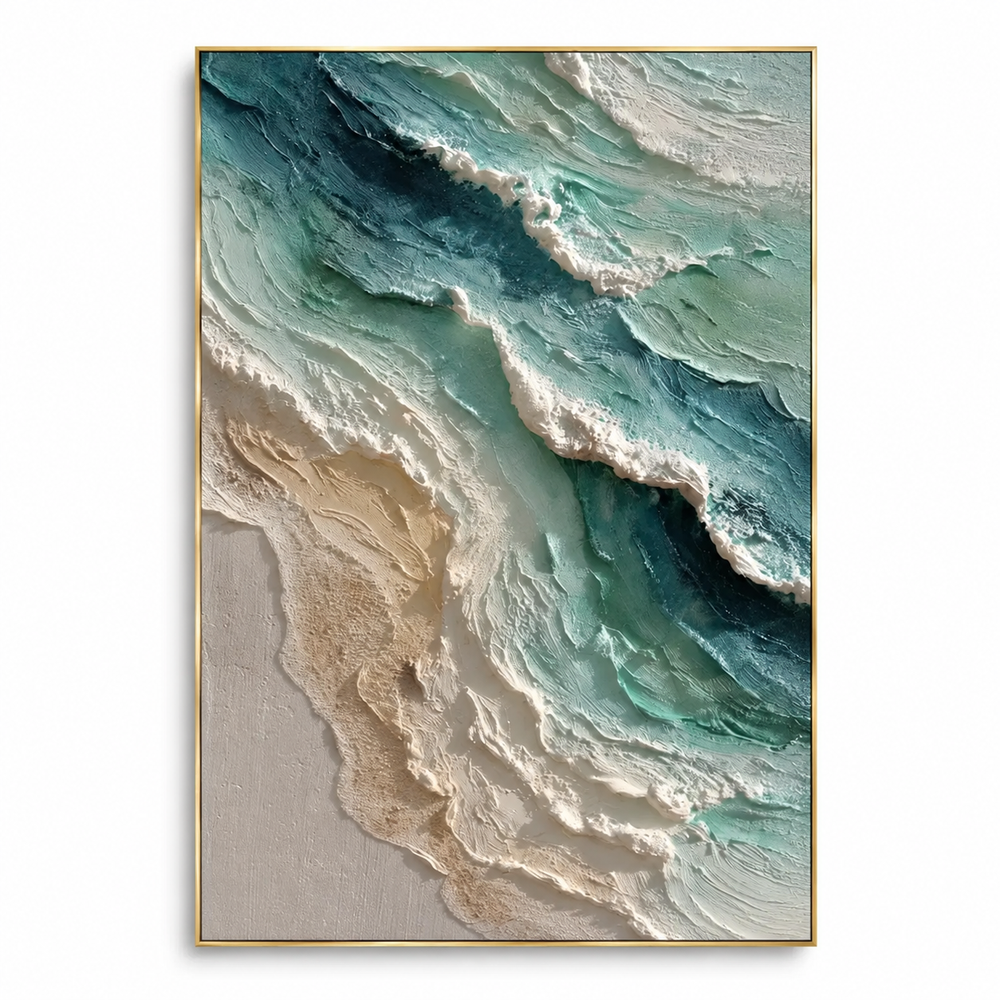Ocean Breeze Textured Abstract Wall Art | Hand-Painted Coastal Oil Painting hand-painted wall art