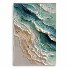 Ocean Breeze Textured Abstract Wall Art | Hand-Painted Coastal Oil Painting hand-painted wall art
