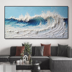 Ocean's Whisper Palette Knife Painting Oil Painting Textured – Textured Seascape Wall Art