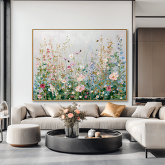 Soft Blossom Garden – Textured Floral Oil Painting