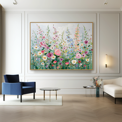 Spring Garden – Vibrant Floral Textured Oil Painting