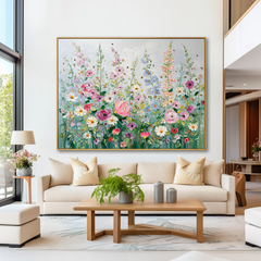 Spring Garden – Vibrant Floral Textured Oil Painting
