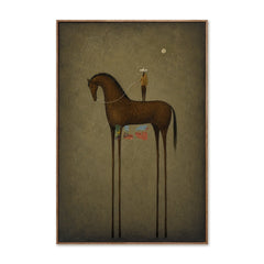 Moonlit Rider Horse – Minimal Western Figurative Wall Art hand-painted wall art