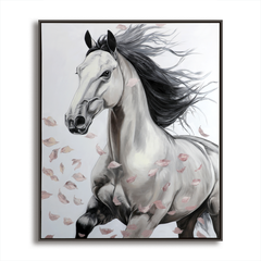 Wings of Grace – Textured Abstract Horse Oil Painting, Modern Animal Wall Art
