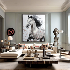 Wings of Grace – Textured Abstract Horse Oil Painting, Modern Animal Wall Art