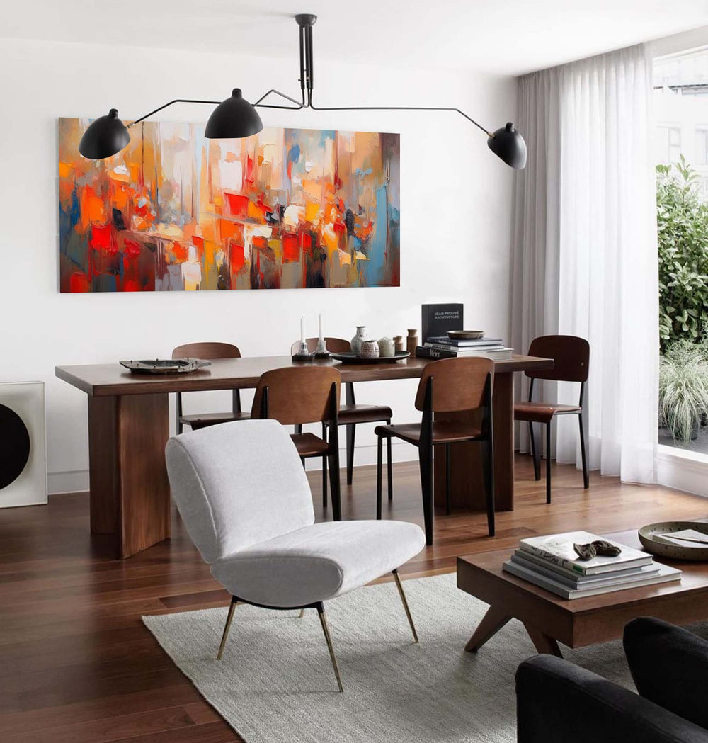 Textured Original Oil Painting On Canvas Bright Colorful Acrylic Painting Large Modern Abstract Urban Living Room Wall Art