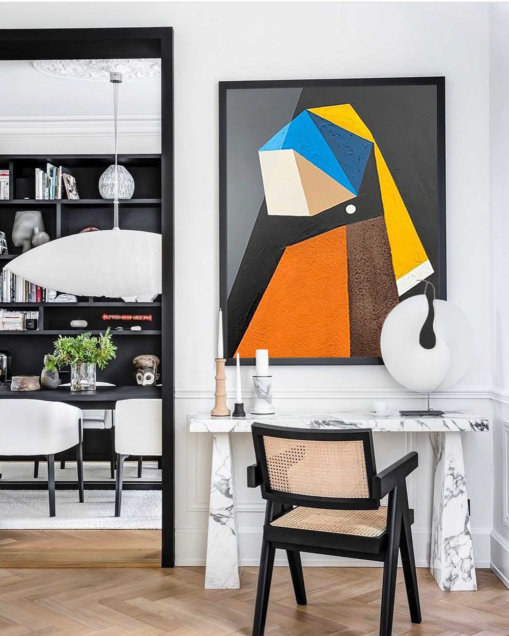 Modern Minimalist Painting on Canvas Colorful Geometric Painting Organic Shape Art Custom Canvas Wall Art Living Room Painting