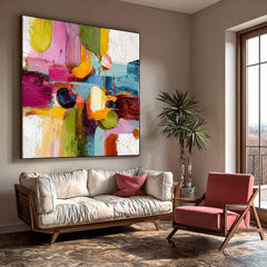 Original Scraper Oil Painting Colorful Texture Acrylic painting Abstract Large Wall Art Contemporary Art