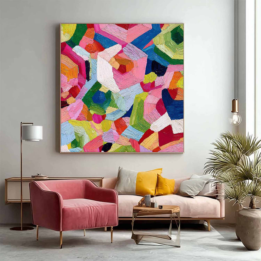 Abstract Geometry Wall Art Original Oil Painting Color Texture Acrylic painting Contemporary Art