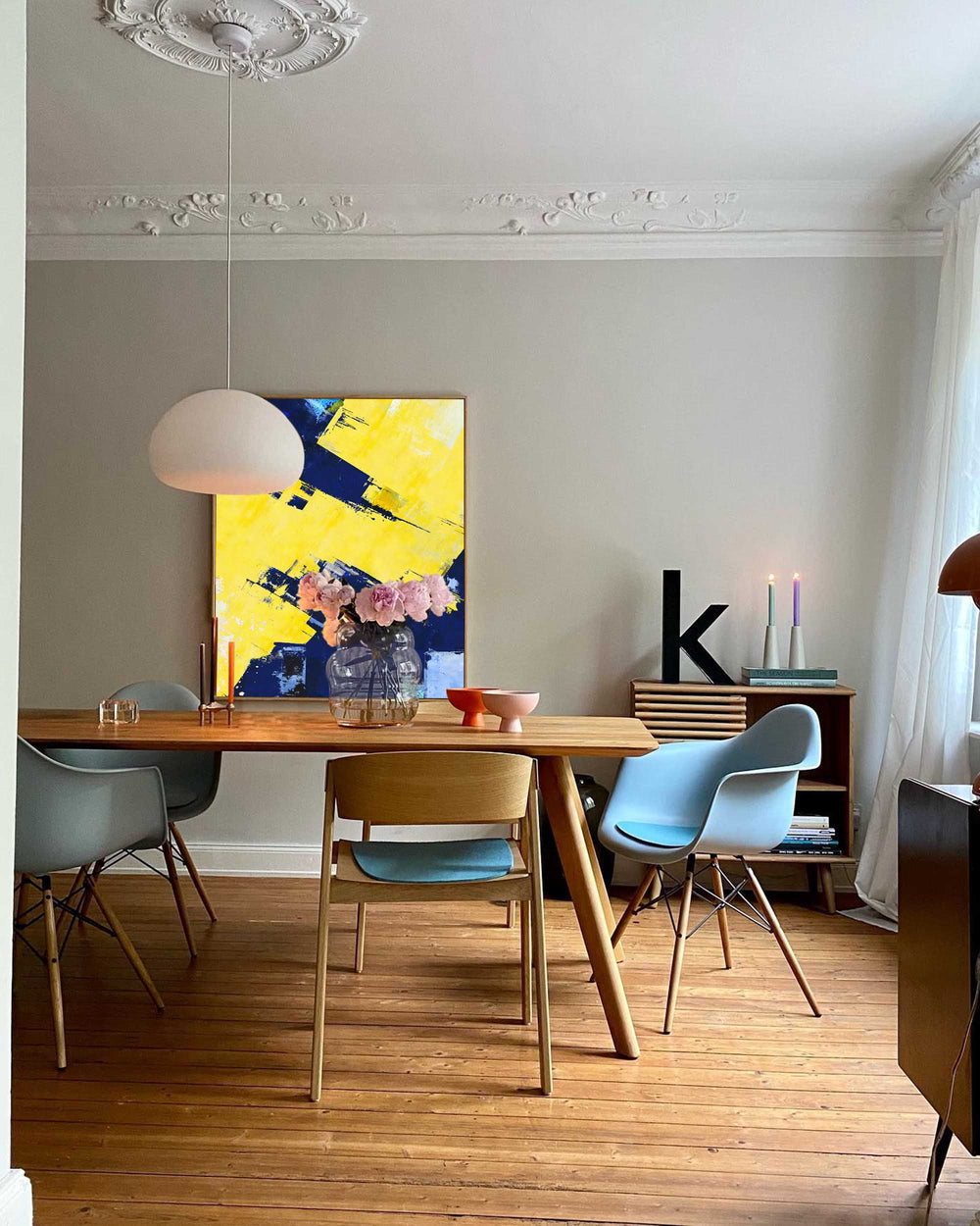 Blue And Yellow Abstract Textured Canvas Oil Painting Modern Acrylic Painting Original Wall Art Home Decor