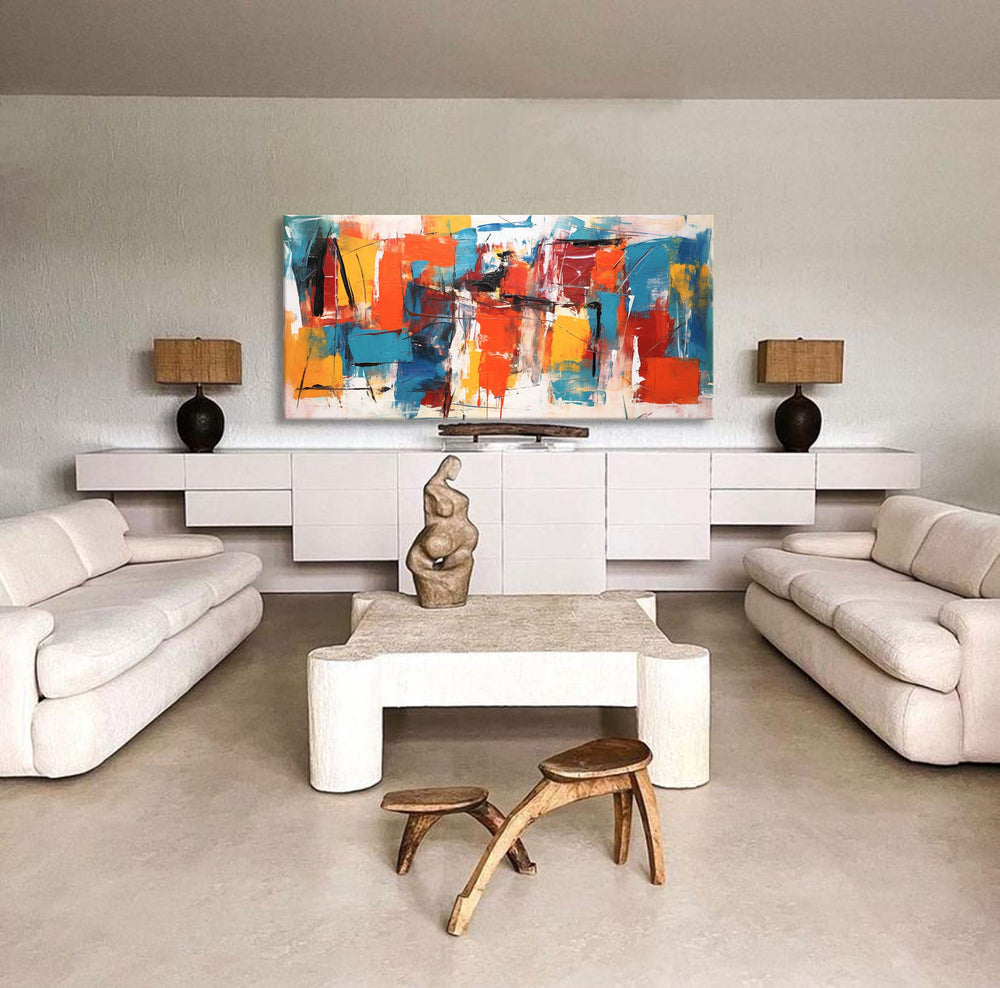 Bright Colorful Acrylic Painting Textured Original Oil Painting On Canvas  Large Modern Abstract Urban Living Room Wall Art
