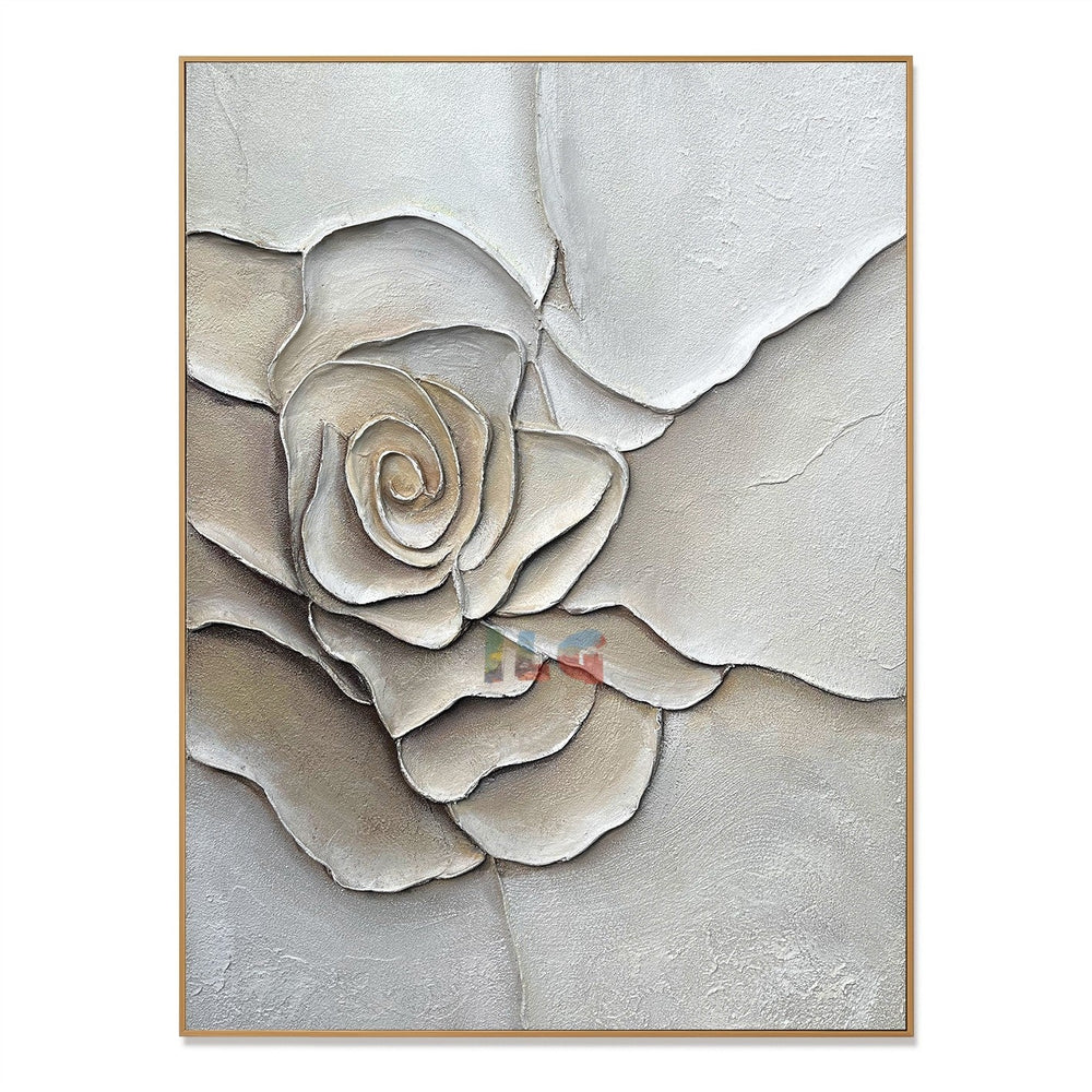 Cream Petal – Textured Floral Wall Art hand-painted wall art