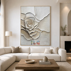 Cream Petal – Textured Floral Wall Art