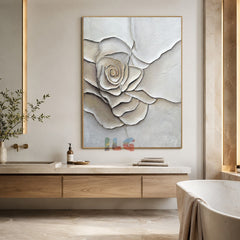 Cream Petal – Textured Floral Wall Art