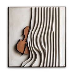 Echo of Strings – 3D Violin Wall Art, Abstract Oil Painting on Canvas