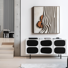 Echo of Strings – 3D Violin Wall Art, Abstract Oil Painting on Canvas