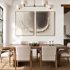 Ivory Crescent Diptych – Abstract Textured Wall Art