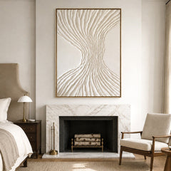 Ivory Flowing Roots – Minimalist Organic Textured Wall Art