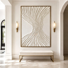Ivory Flowing Roots – Minimalist Organic Textured Wall Art