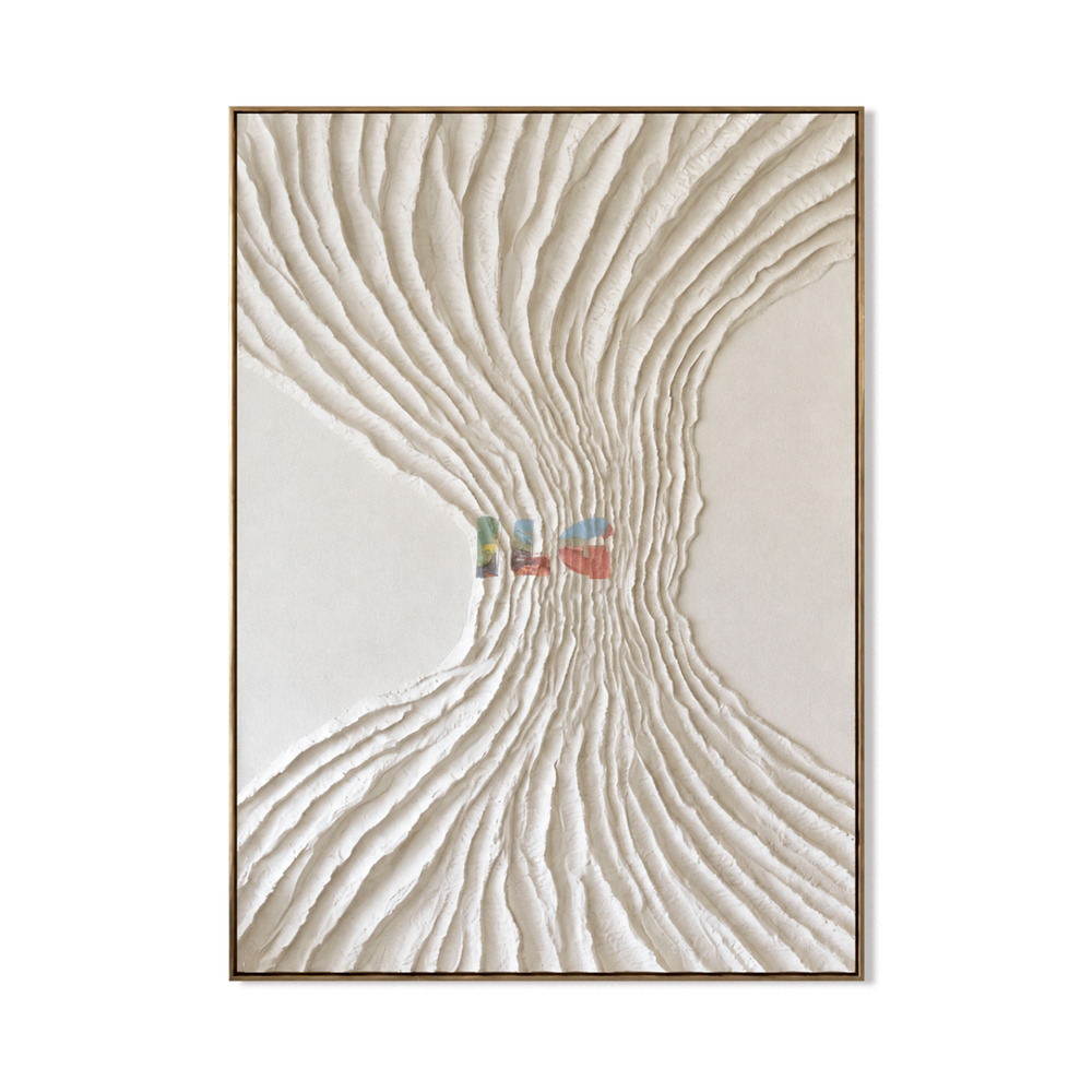 Ivory Flowing Roots – Minimalist Organic Textured Wall Art hand-painted wall art