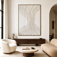 Ivory Flowing Roots – Minimalist Organic Textured Wall Art