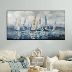 Drifting Harbor – Textured Abstract Sailboat Wall Art