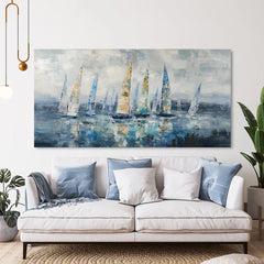 Drifting Harbor – Textured Abstract Sailboat Wall Art